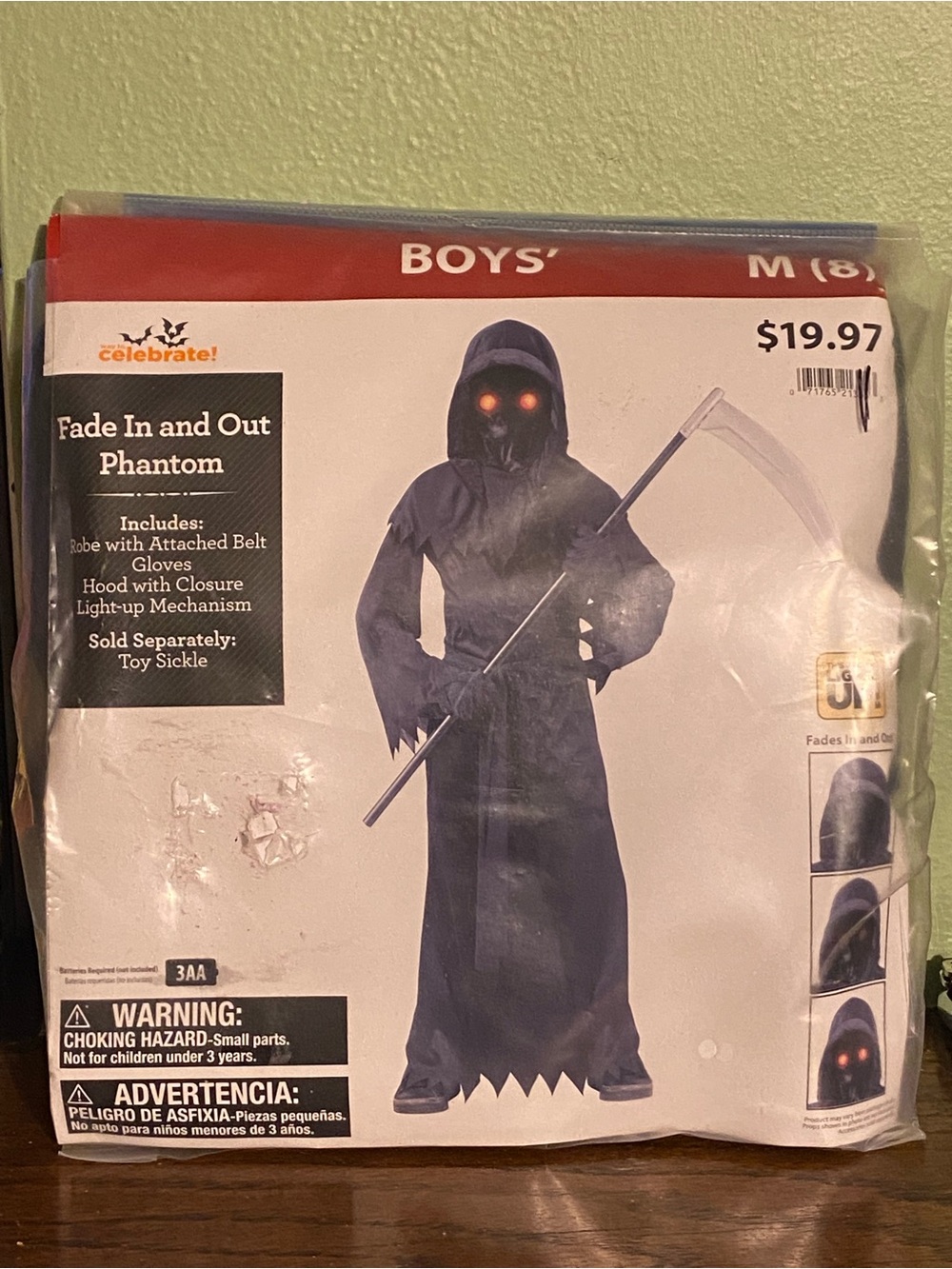 adidas Boys' Phantom Hooded Costume - Black with Orange Eyes